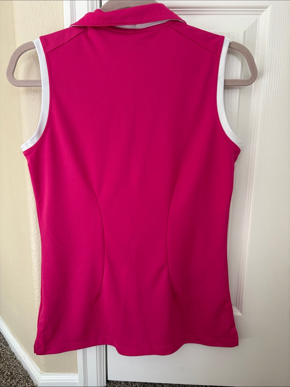 Nike Golf Women's Sleeveless Polo Tank - Hot Pink with White Trim - Picture 3 of 3